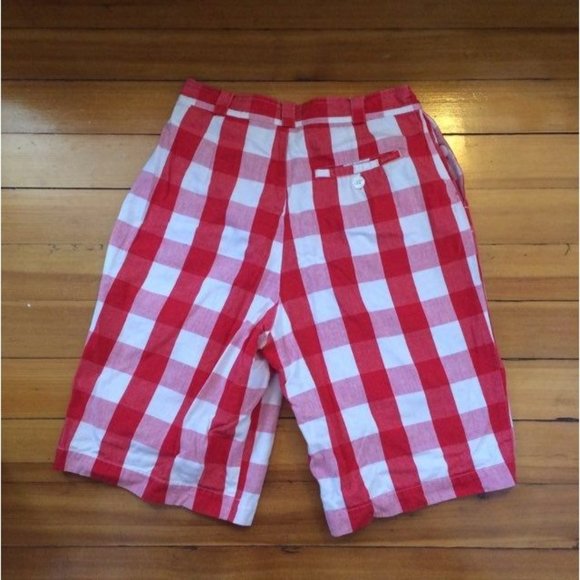 Esprit Sport Gingham Shorts 9/10 Red White Plaid Retro Rockabilly - Picture 3 of 3